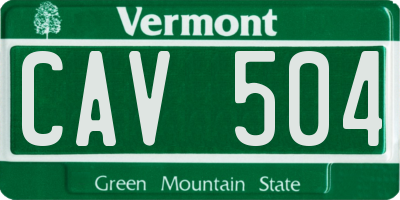 VT license plate CAV504