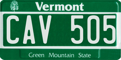 VT license plate CAV505