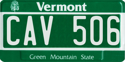 VT license plate CAV506