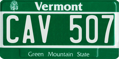 VT license plate CAV507