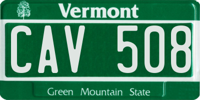 VT license plate CAV508