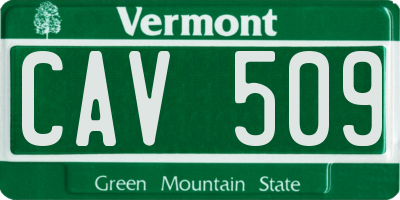VT license plate CAV509