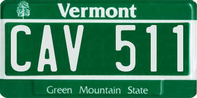 VT license plate CAV511