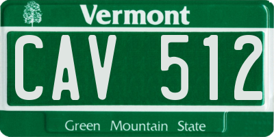 VT license plate CAV512