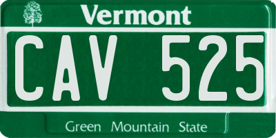 VT license plate CAV525