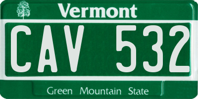 VT license plate CAV532