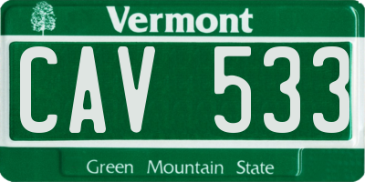 VT license plate CAV533