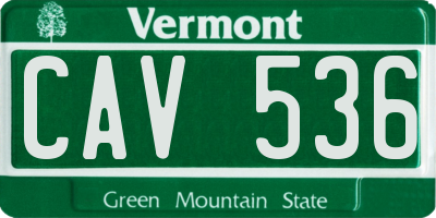 VT license plate CAV536