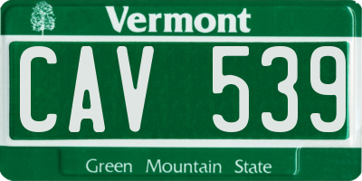 VT license plate CAV539