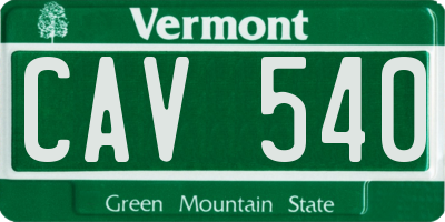 VT license plate CAV540