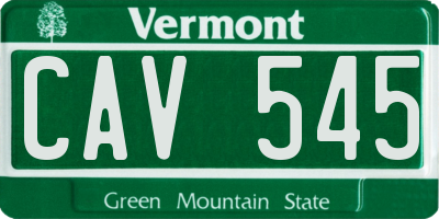 VT license plate CAV545