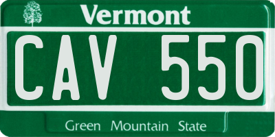 VT license plate CAV550
