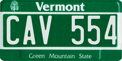 VT license plate CAV554