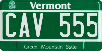 VT license plate CAV555