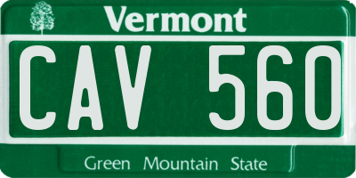 VT license plate CAV560