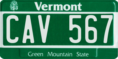 VT license plate CAV567