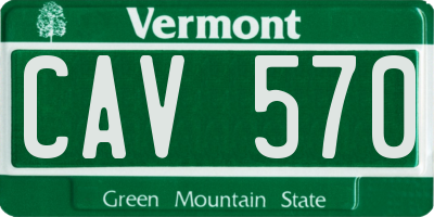 VT license plate CAV570