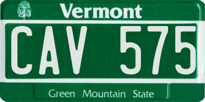 VT license plate CAV575