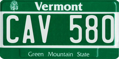VT license plate CAV580