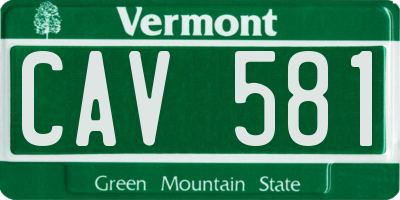 VT license plate CAV581
