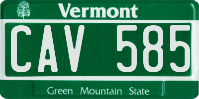 VT license plate CAV585