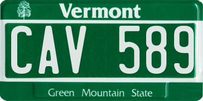 VT license plate CAV589