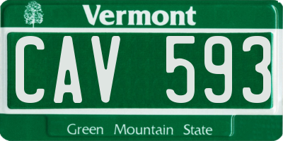 VT license plate CAV593