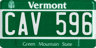 VT license plate CAV596