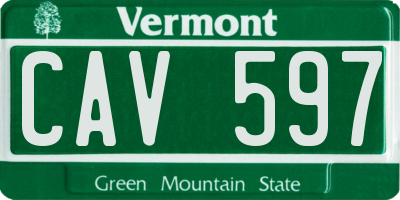 VT license plate CAV597