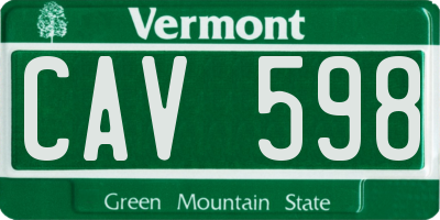 VT license plate CAV598