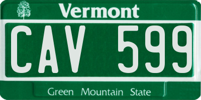 VT license plate CAV599