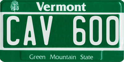 VT license plate CAV600