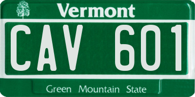 VT license plate CAV601