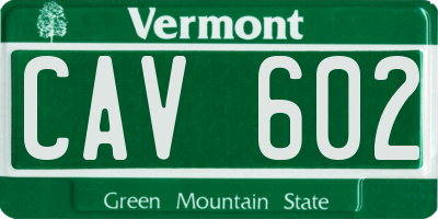 VT license plate CAV602
