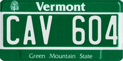 VT license plate CAV604