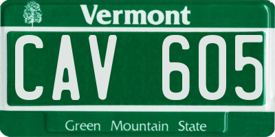 VT license plate CAV605