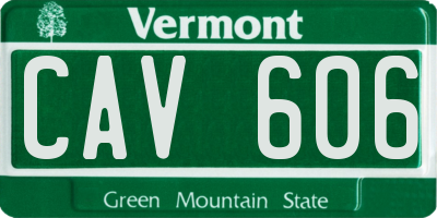 VT license plate CAV606