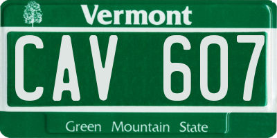VT license plate CAV607