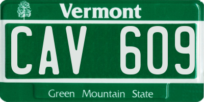 VT license plate CAV609