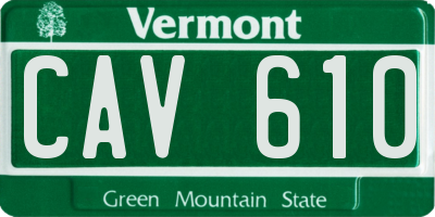 VT license plate CAV610
