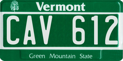 VT license plate CAV612