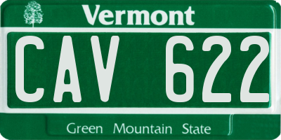 VT license plate CAV622