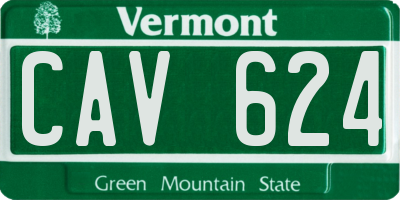 VT license plate CAV624