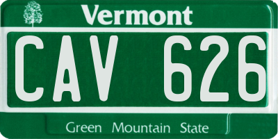 VT license plate CAV626