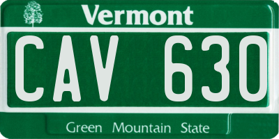 VT license plate CAV630