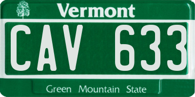 VT license plate CAV633