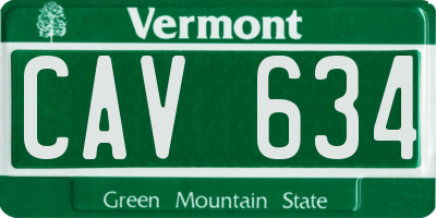VT license plate CAV634