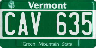 VT license plate CAV635