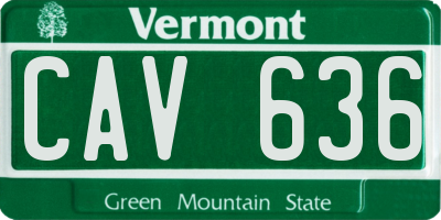 VT license plate CAV636