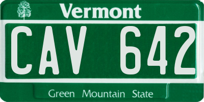 VT license plate CAV642
